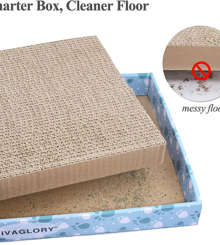 Cat Scratcher, Cat Scratching Pads with Box, Reversible Cat Scratching Board Cat Scratchers for Indoor Cats Kitty, Cardboard Cat Scratcher, Catnip Included, 3 Pack, Extra Wide