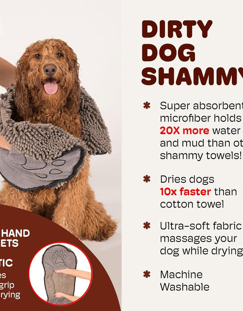 Load image into Gallery viewer, Shammy Dog Towels for Drying Dogs - Heavy Duty Soft Microfiber Bath Towel - Super Absorbent, Quick Drying, &amp; Machine Washable - Must Have Dog &amp; Cat Bathing Supplies | Grey 13X31
