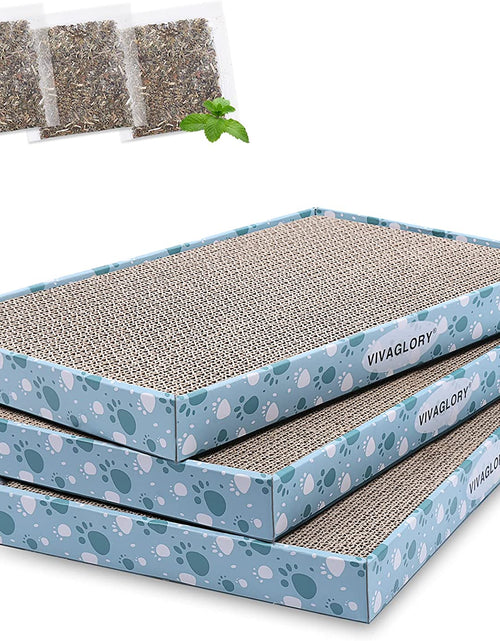 Load image into Gallery viewer, Cat Scratcher, Cat Scratching Pads with Box, Reversible Cat Scratching Board Cat Scratchers for Indoor Cats Kitty, Cardboard Cat Scratcher, Catnip Included, 3 Pack, Extra Wide
