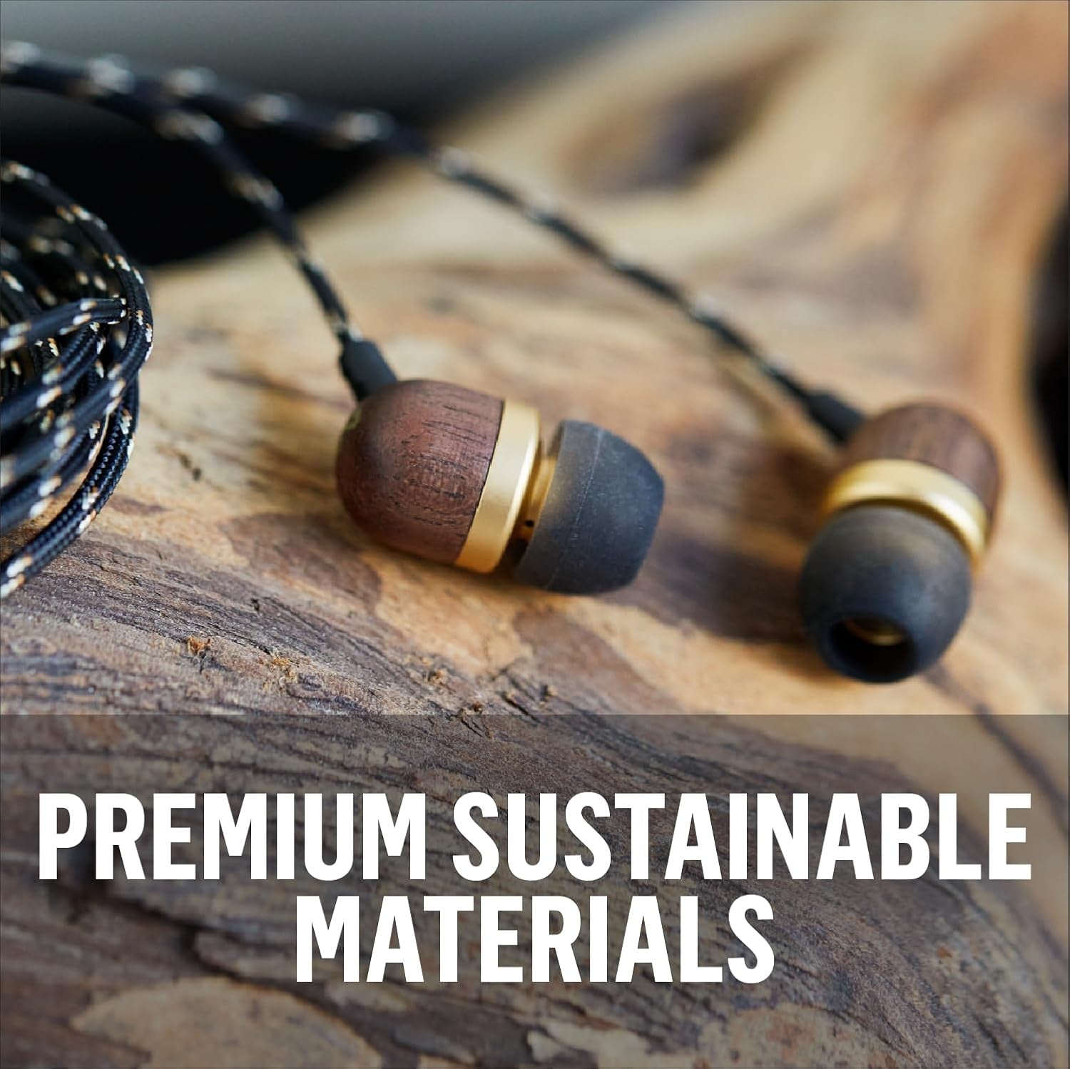 Smile Jamaica Wired: Wired Earphones with Microphone, Noise Isolating Design, and Sustainable Materials, Brass