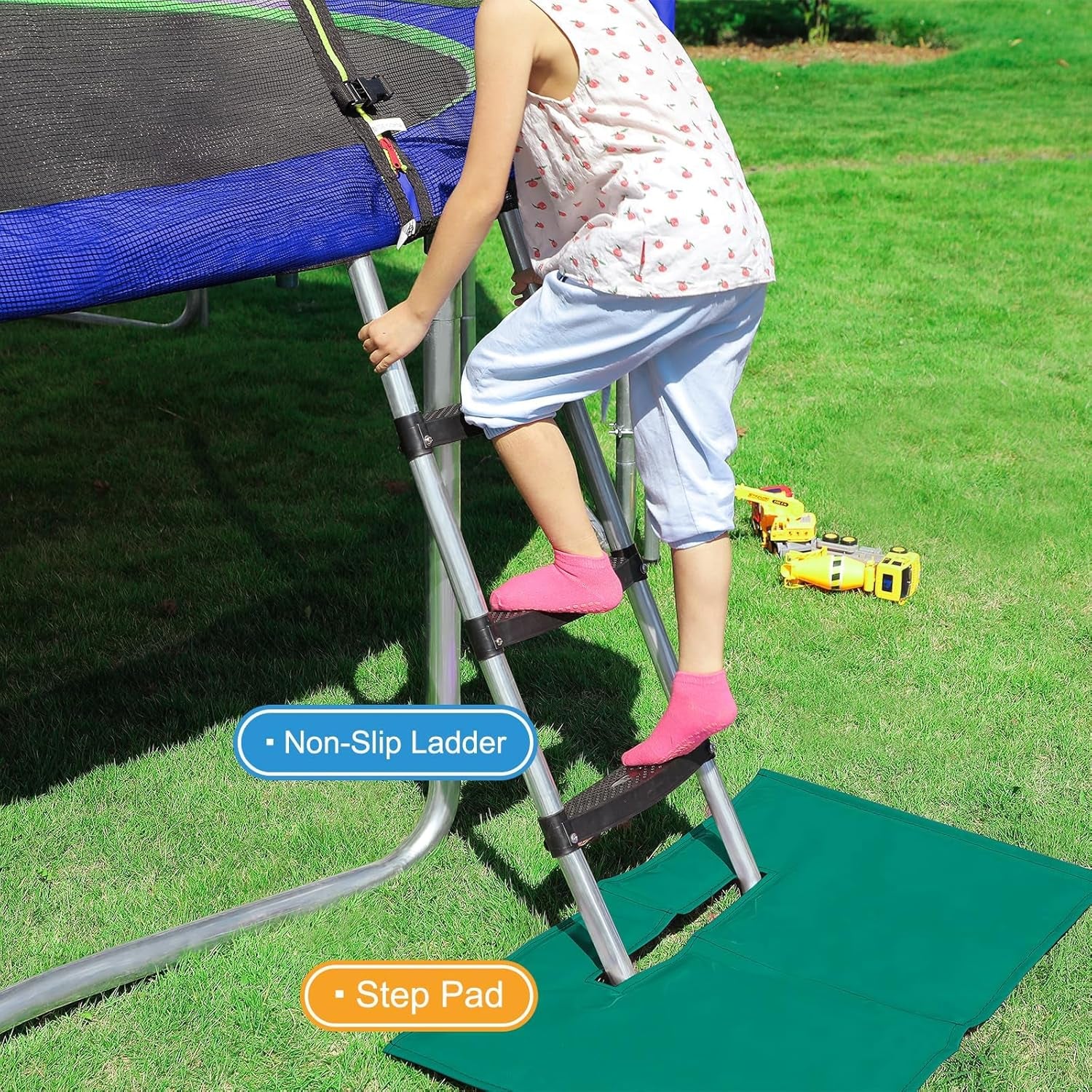 15 14 12 10 8FT Trampoline for Kids with Safety Enclosure Net 425LBS Weight Capacity Outdoor Backyards Trampolines with Non-Slip Ladder All Accessories for Children Adults Family