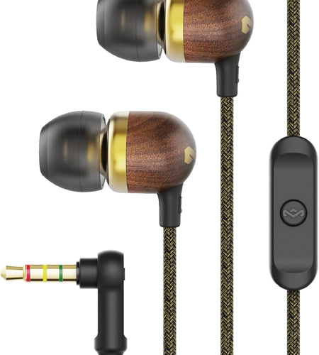 Smile Jamaica Wired: Wired Earphones with Microphone, Noise Isolating Design, and Sustainable Materials, Brass