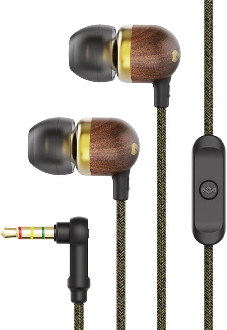 Smile Jamaica Wired: Wired Earphones with Microphone, Noise Isolating Design, and Sustainable Materials, Brass