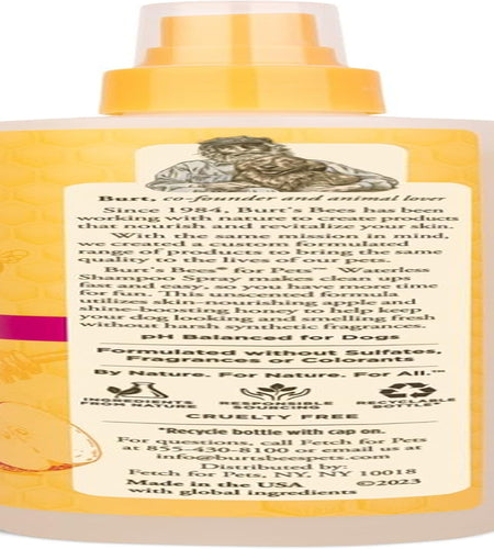 Burt'S Bees for Dogs Natural Waterless Shampoo Spray for Dogs, Apple and Honey Waterless Shampoo Spray, Dogs Shampoo, Dog Bathing Supplies, Dog Wash, Dog Grooming Supplies, Dog Spray