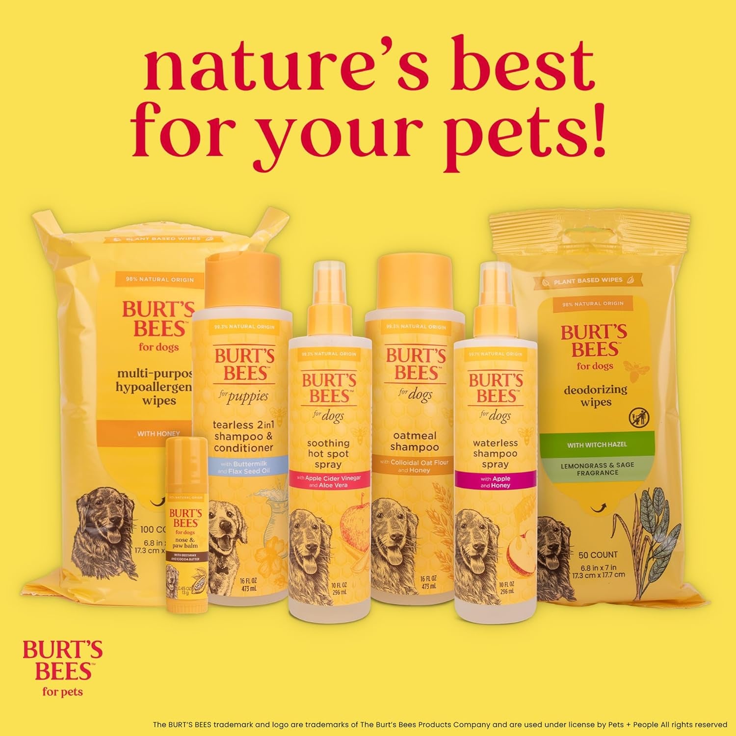 Burt'S Bees for Dogs Deodorizing Dog Shampoo and Dog Deodorizing Spray, Apple & Rosemary Dog Shampoo, Natural Dog Shampoo, Puppy Shampoo, Dog Bathing Supplies, Dog Wash, Pet Shampoo