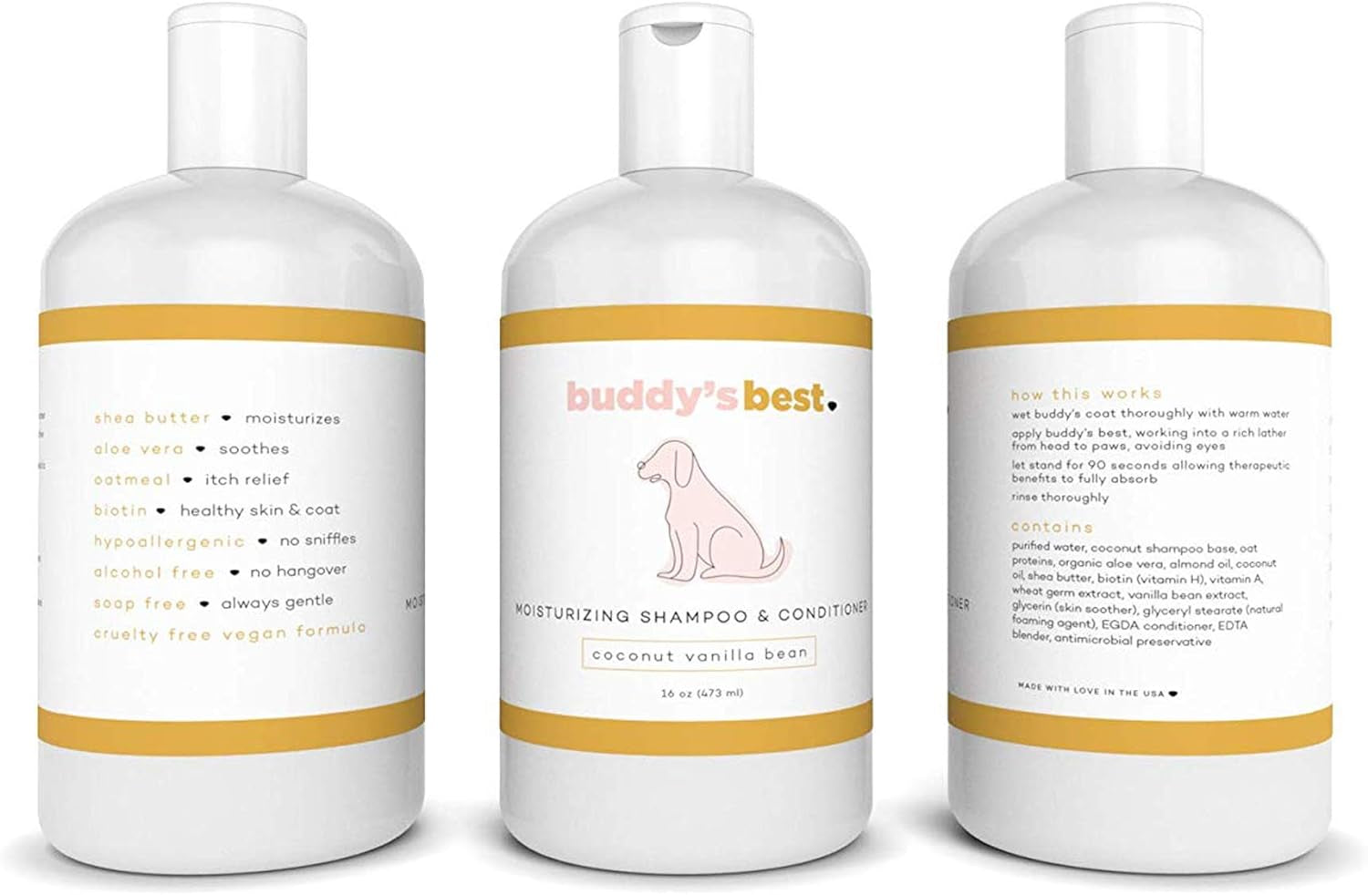 , Dog Shampoo and Conditioner in One - Hypoallergenic, Oatmeal Shampoo for Dogs with Sensitive Skin - Moisturizing Dog Wash