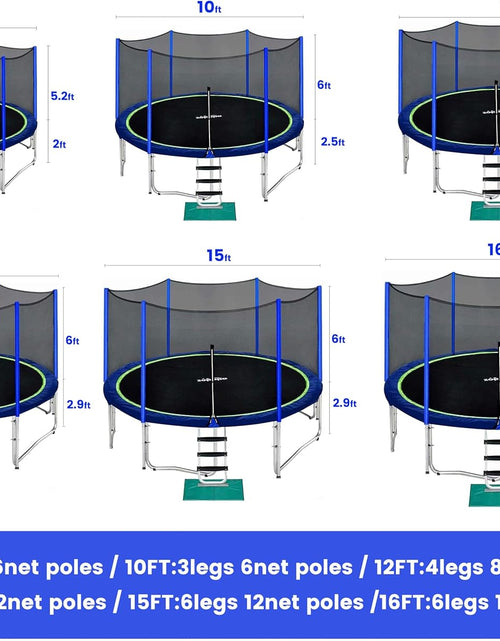 Load image into Gallery viewer, 15 14 12 10 8FT Trampoline for Kids with Safety Enclosure Net 425LBS Weight Capacity Outdoor Backyards Trampolines with Non-Slip Ladder All Accessories for Children Adults Family
