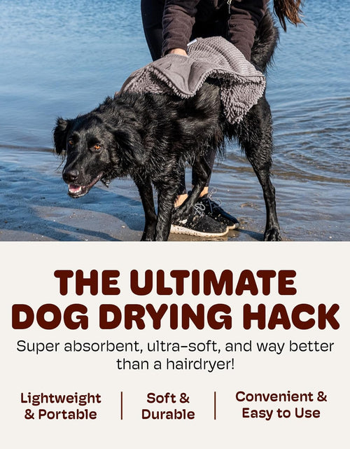 Load image into Gallery viewer, Shammy Dog Towels for Drying Dogs - Heavy Duty Soft Microfiber Bath Towel - Super Absorbent, Quick Drying, &amp; Machine Washable - Must Have Dog &amp; Cat Bathing Supplies | Grey 13X31
