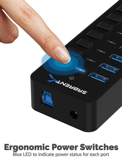 Load image into Gallery viewer, 10-Port 60W USB 3.0 Hub with Individual Power Switches and Leds Includes 60W 12V/5A Power Adapter (HB-BU10)
