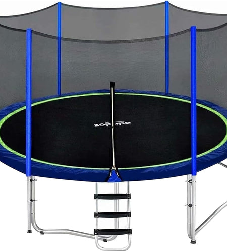 15 14 12 10 8FT Trampoline for Kids with Safety Enclosure Net 425LBS Weight Capacity Outdoor Backyards Trampolines with Non-Slip Ladder All Accessories for Children Adults Family