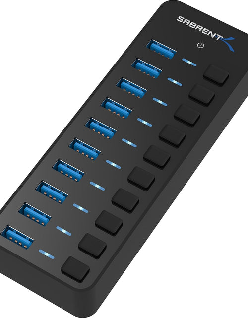 Load image into Gallery viewer, 10-Port 60W USB 3.0 Hub with Individual Power Switches and Leds Includes 60W 12V/5A Power Adapter (HB-BU10)
