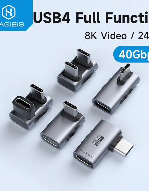 Load image into Gallery viewer, 240W USB C to C Adapter 40Gbps 8K 60Hz 90 Degree Converter USB4 Adapter for Thunderbolt 4/3 Macbook Iphone 17 Pro Tablet
