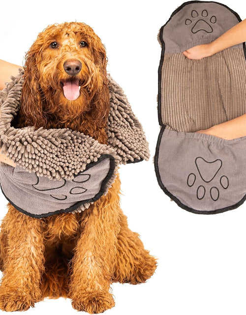 Load image into Gallery viewer, Shammy Dog Towels for Drying Dogs - Heavy Duty Soft Microfiber Bath Towel - Super Absorbent, Quick Drying, &amp; Machine Washable - Must Have Dog &amp; Cat Bathing Supplies | Grey 13X31
